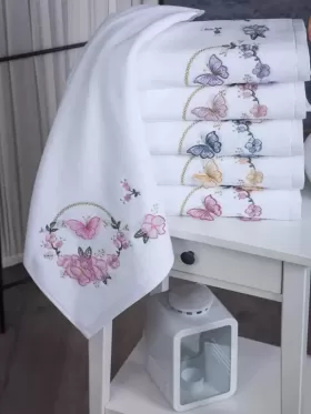 50X90 SARRA 6'LI 3D KADİFE HAVLU - ZÜHRE